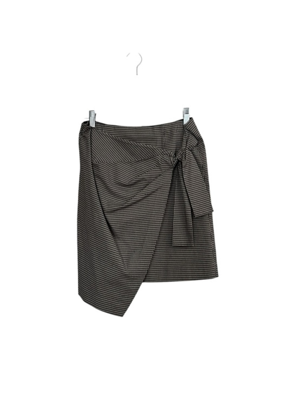 Massimo Dutti Black & White Checked Wrap Look Mini Skirt
